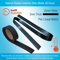 Natural Rubber Insertion Strip 3mm Thick x  25mm Wide (Per Metre)