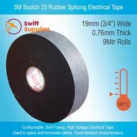 3M Scotch 23 Rubber Splicing Electrical Tape - 19mm Wide x 9 Metres