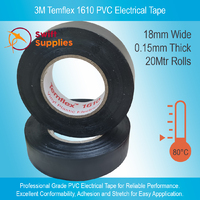 3M Temflex 1610 PVC Tape Black - 18mm Wide x 20 Metres