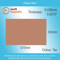 Plastic Shim - 0.038mm (0.0015") Thick x  500mm x 1270mm