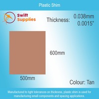 Plastic Shim - 0.038mm (0.0015") Thick x  500mm x  600mm