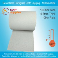 Rewettable Fibreglass Cloth Lagging - 0.6mm x 150mm Wide x 10 Metres Long