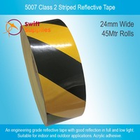 5007 Class 2 Striped Reflective Tape, Black/Yellow - 24mm x 45Mtrs (Engineering Grade)