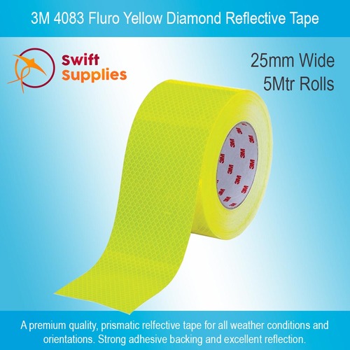 3M 4083 Diamond Reflective Fluro Yellow - 25mm Wide x 5 Metres Long
