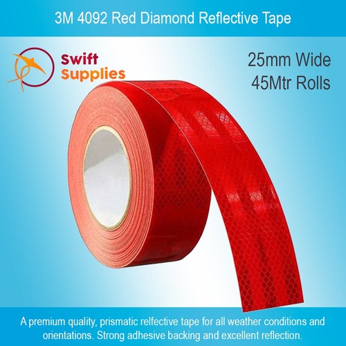 3M 4092 Diamond Reflective Red - 25mm Wide x 45.7 Metres Long