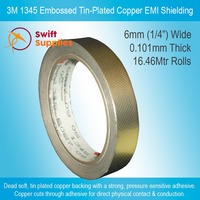 3M 1345 EMI Embossed Tin-Plated Copper Shielding Tape -  6mm Wide x 16.46 Metres