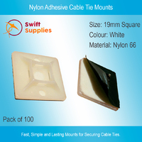 Nylon Adhesive Cable Tie Mount - Natural - 19mm Square (Pack of 100)