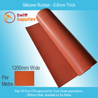 Silicone Rubber Sheet (Red, FDA)  0.8mm Thick x 1200mm (60 Duro, Per Metre)