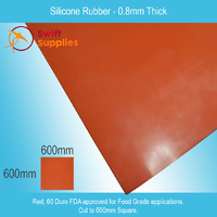 Silicone Rubber Pre-Cut Mat (Red, FDA)  0.8mm x  600mm Square (60 Duro)