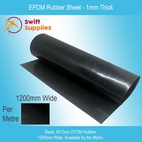 EPDM Rubber Sheet   1mm Thick x 1200mm Wide (Black, 60 Duro, Per Mtr)