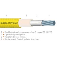 Silicoul  1.1kV Cable -   2.5mm², Yellow Silicone Coated, Per Metre