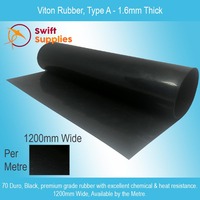Viton Rubber, Type A   1.6mm Thick x 1200mm Wide (Black, 70 Duro, Per Metre)