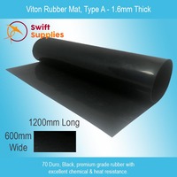 Viton Rubber, Type A   1.6mm Thick x  600mm Wide x 1200mm Long (Black, 70 Duro)