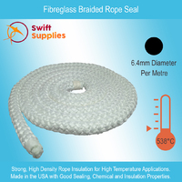 Fibreglass Braided Rope Seal - High Density -  6.4mm Dia, Per Metre
