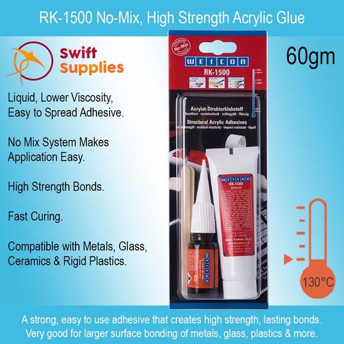 RK-1500 No-Mix, High Strength Acrylic Liquid Glue   60gm Kit