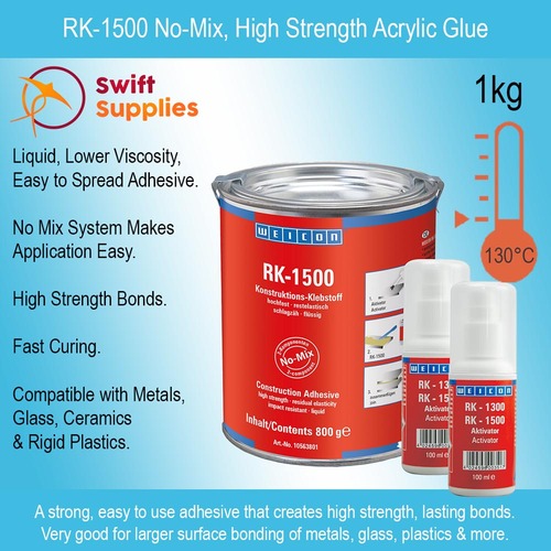 RK-1500 No-Mix, High Strength Acrylic Liquid Glue 1kg Kit