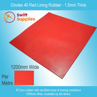 Chutex Red Lining Rubber  1.5mm Thick x 1200mm (40 Duro, Per Metre)