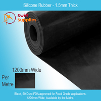Silicone Rubber Sheet (Black, FDA) 1.5mm Thick x 1200mm (60 Duro, Per Metre)