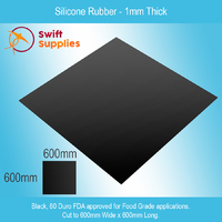 Silicone Rubber Pre-Cut Mat (Black, FDA)  1mm x 600mm x 600mm (60 Duro)