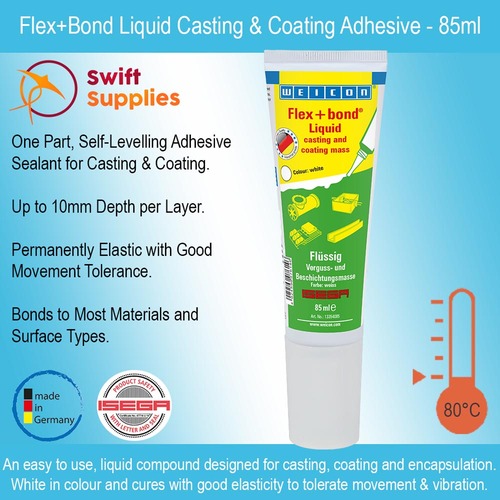 Flex+Bond Liquid Coating and Casting Adhesive Sealant - White - 85ml