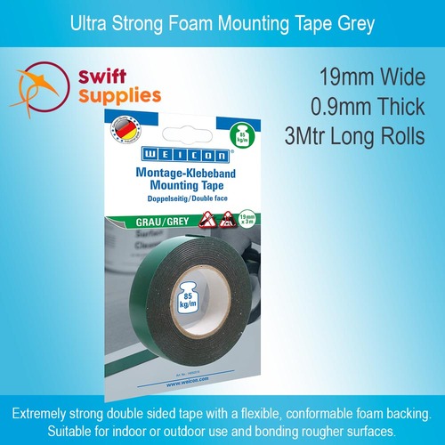 Ultra Strong Foam Mounting Tape Grey - 19mm Wide x 3 Metres
