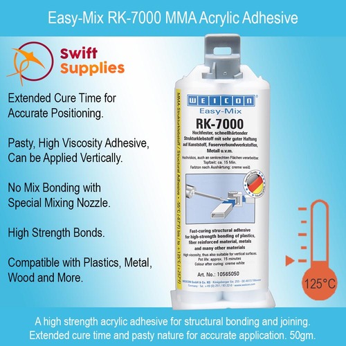Easy-Mix RK-7000 MMA Slow Curing Structural Acrylic Adhesive - 50gm