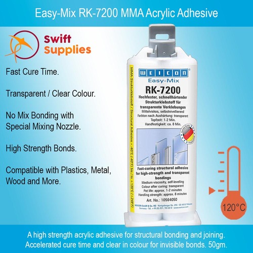 Easy-Mix RK-7200 MMA Transparent Structural Acrylic Adhesive - 50gm