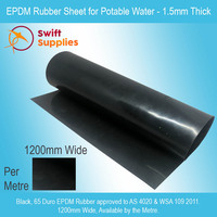 EPDM Rubber for Potable Water  1.5mm Thick x 1200mm (Black, 65 Duro, Per Metre)