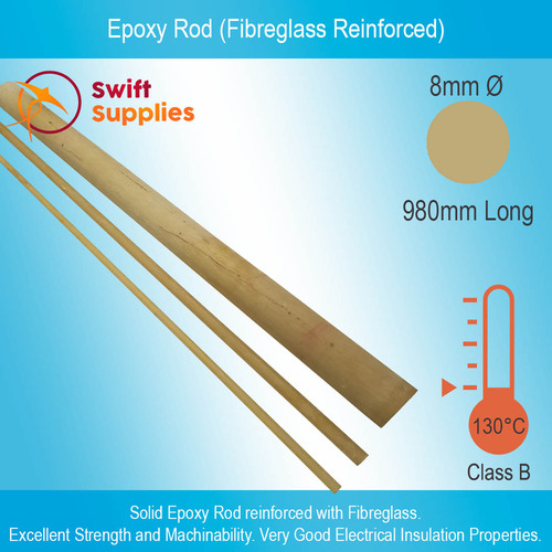 Epoxy Rod w/ Fibreglass Reinforcement   8mm Diameter x 980mm Long