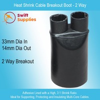 Heat Shrink Cable Breakout - 2-Way - 33mm In, 14mm Out