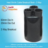 Heat Shrink Cable Breakout Boot 3-Way,  60mm In,  20mm Out