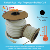 Refrasil Rope Insulation -  6mm Dia, Per Metre