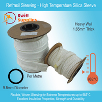 Refrasil Silica Sleeving -  9.5mm ID, Heavy Wall (1.65mm), Per Metre