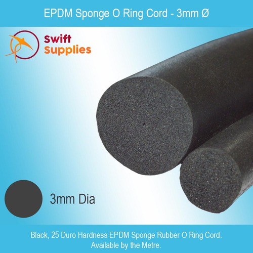 EPDM Sponge O Ring Cord -  3mm Dia (Per Metre)
