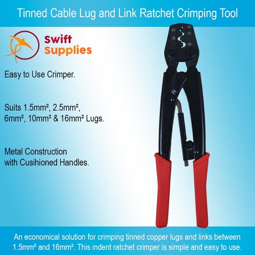 Tinned Cable Lug and Link Ratchet Crimping Tool for 1.5mm² to 16mm²