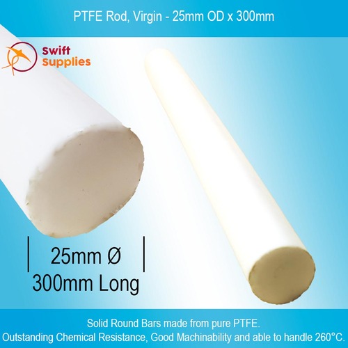 PTFE Rod, Virgin - 25mm OD x 300mm Long