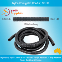Nylon Corrugated Conduit -  6.4mm ID x 10mm OD x  10 Metres Long