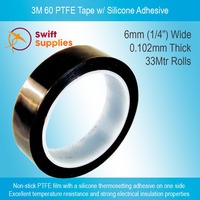 3M 60 PTFE Tape with Silicone Adhesive -  6mm Wide x 33 Metres Long