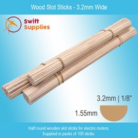 Wood Slot Sticks  3.2mm Wide (Half Round), 100Mtr Pack
