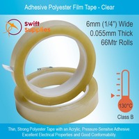 Adhesive Polyester Film Tape, Clear -   6mm Wide x 66 Metres Long