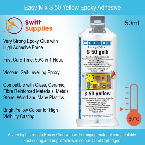 Easy-Mix S 50 Yellow Epoxy Adhesive - 50ml Cartridge