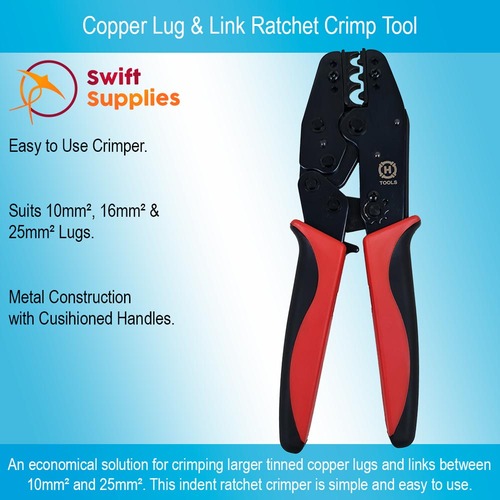 Copper Lug Link Ratchet Crimp Tool 10mm² to 25mm²