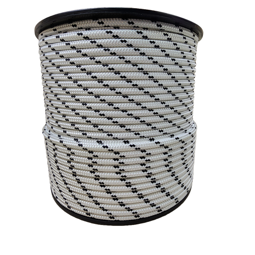 Double Braided Polyester Yacht Rope - 8mm Dia. - Black Fleck (Per Metre)