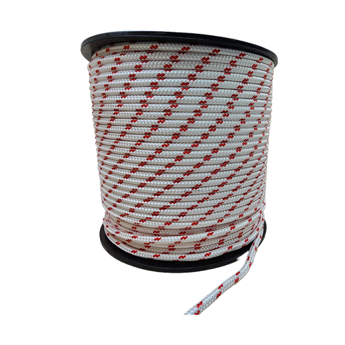 Double Braided Polyester Yacht Rope - 12mm Dia. - Red Fleck x 100 Metres