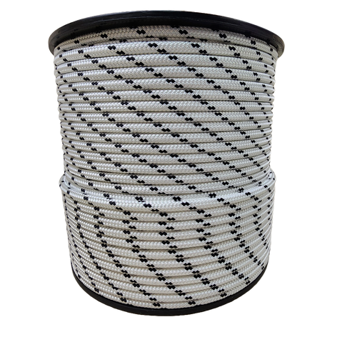 Double Braided Polyester Yacht Rope -  8mm Dia. - Black Fleck x 200 Metres