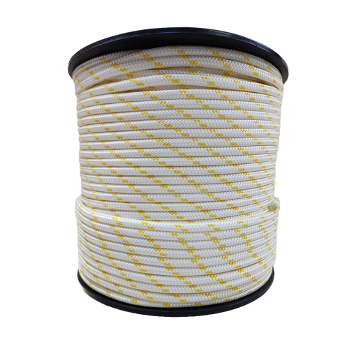Double Braided Polyester Yacht Rope - 8mm Dia. - Yellow Fleck x 200 Metres