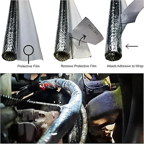 Aluminium Coated Self-Wrapping Fibreglass Sleeving 13mm ID x 1 metre