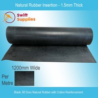 Natural Insertion Rubber Sheet 1.5mm Thick x 1200mm (Black, 60 Duro, Per Metre)