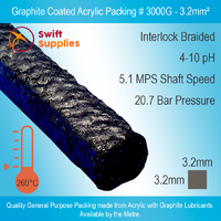 Graphite Packing Style 3000G (Acrylic Yarn) -  3.2mm Square (Per Metre)