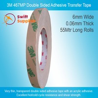 3M 467MP Double Sided Adhesive Transfer Tape -   6mm Wide x 55 Metres